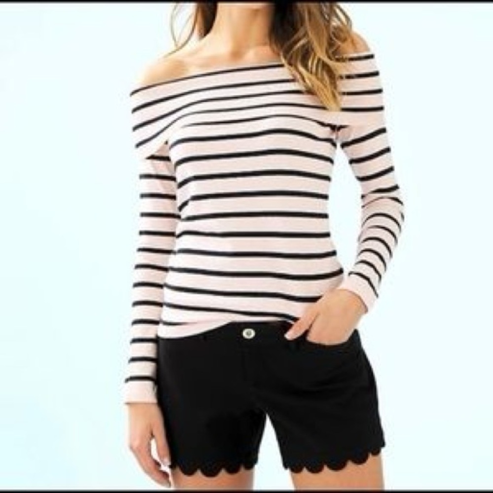 Lilly Pulitzer Striped Off the Shoulder Sweater